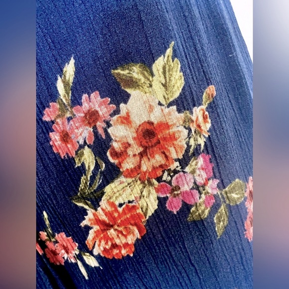 Navy Floral Romper/ Dress, 100% Rayon, Size Large - Picture 8 of 12